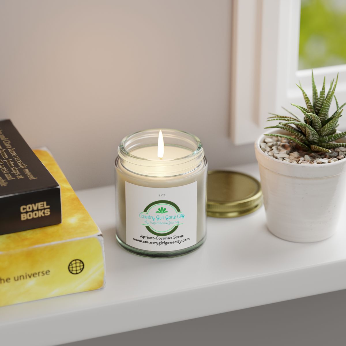 Eco-friendly and non-toxic Coconut Apricot Wax, hand-poured in the USA Scented Candle